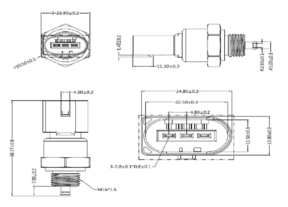 Pressure Sensor for Detroit Diesel - DDE 0061537528, A0061537528, 61537528, DDE A0061537528 - DPF Discounter