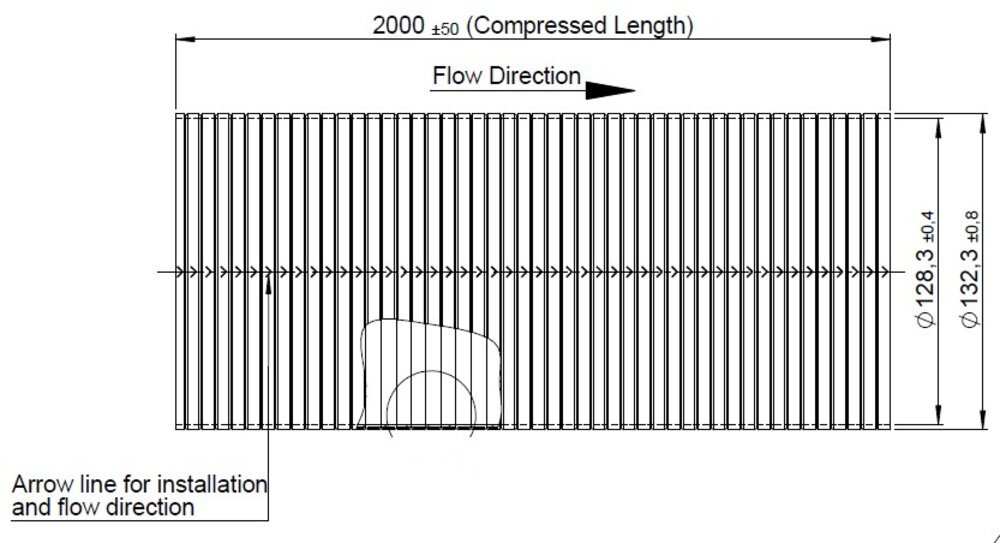 Flex Hose, D3S, OD/ID=132.3/128.3 L=2000, SS - DPF Discounter