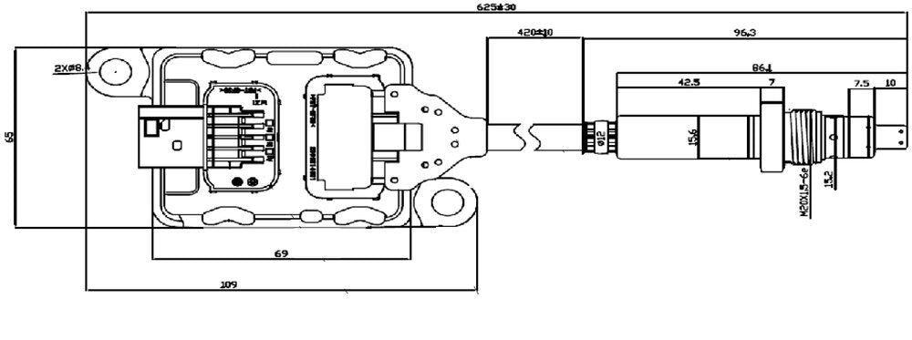 NOx Sensor for Cummins - 1906307, 1906307PE, 1954665, 1954665PRX, 1954666, 1954666PE, 1954666PRX, 2511405C1, 2872947, 2872947CUM, 2872947NX, 4326869, 4326869RX, 5WK96753B, A034M377 - DPF Discounter