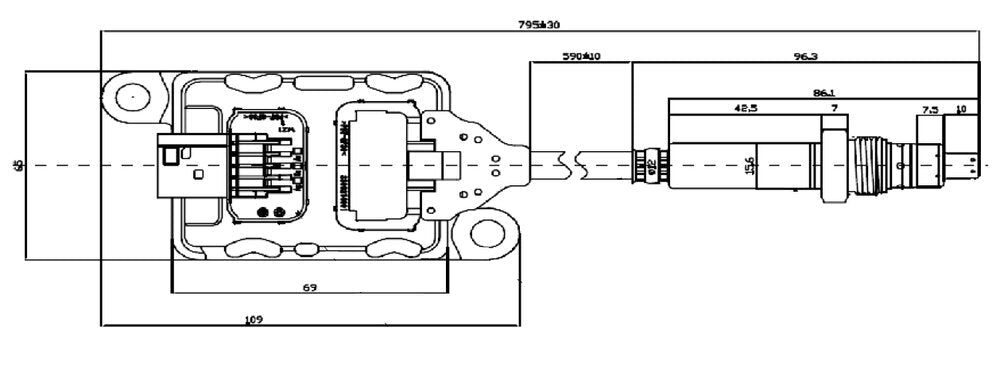 NOx Sensor for Cummins - 1924000, 1954664PE, 1954664PRX, 2520640C1, 2872942, 2872942NX, 4326872, 4326872RX, 5WK96749B, A0054P722, A045S169 - DPF Discounter